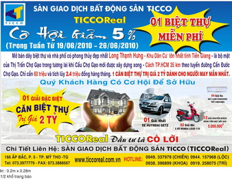 Một biệt thự miễn phí – khu dân cư Long Thạnh Hưng