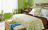 Trang trí phòng ngủ dịu mát, thư thái với gam màu xanh lá cây